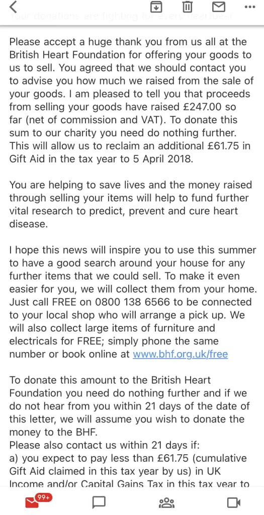 British Heart Foundation furniture donation proceeds British Heart Foundation furniture donation proceeds