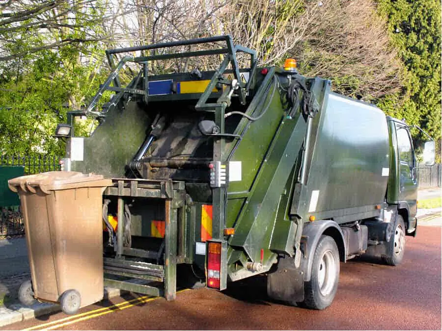 green bin lorry emptying brown bins