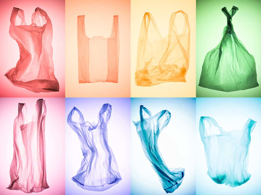 8 plastic bags under coloured lights 8 plastic bags under coloured lights