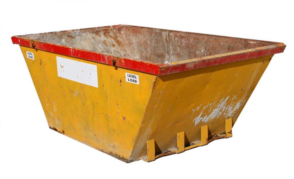 empty yellow skip on white background empty yellow skip on white background