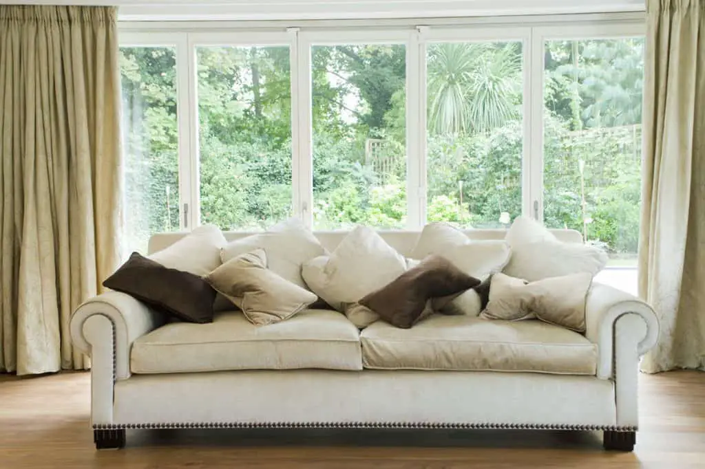 old sofa in bright and airy living room