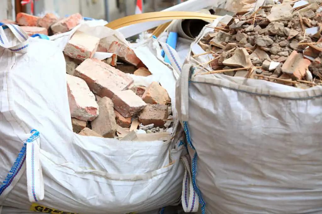 bagged rubble at tip