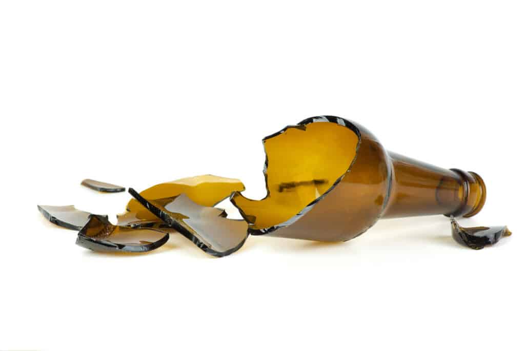 broken brown glass bottle