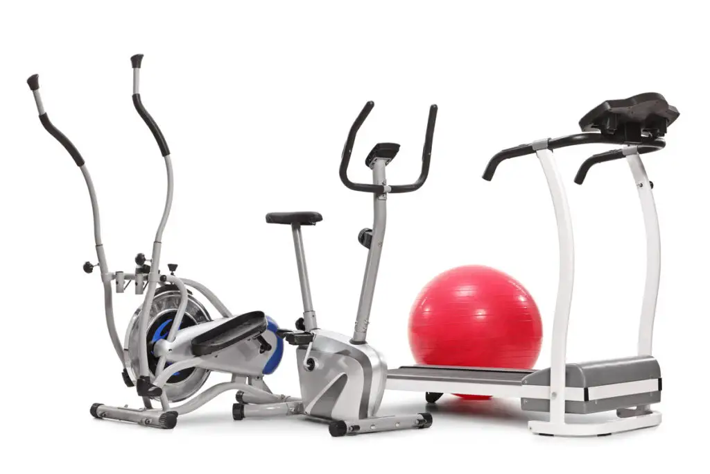fitness equipment including treadmill, cross trainer and exercise bike