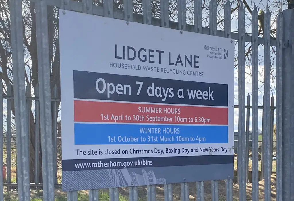 lidget lane hwrc sign rotherham bramley tip