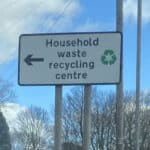 household waste recycling centre road sign
